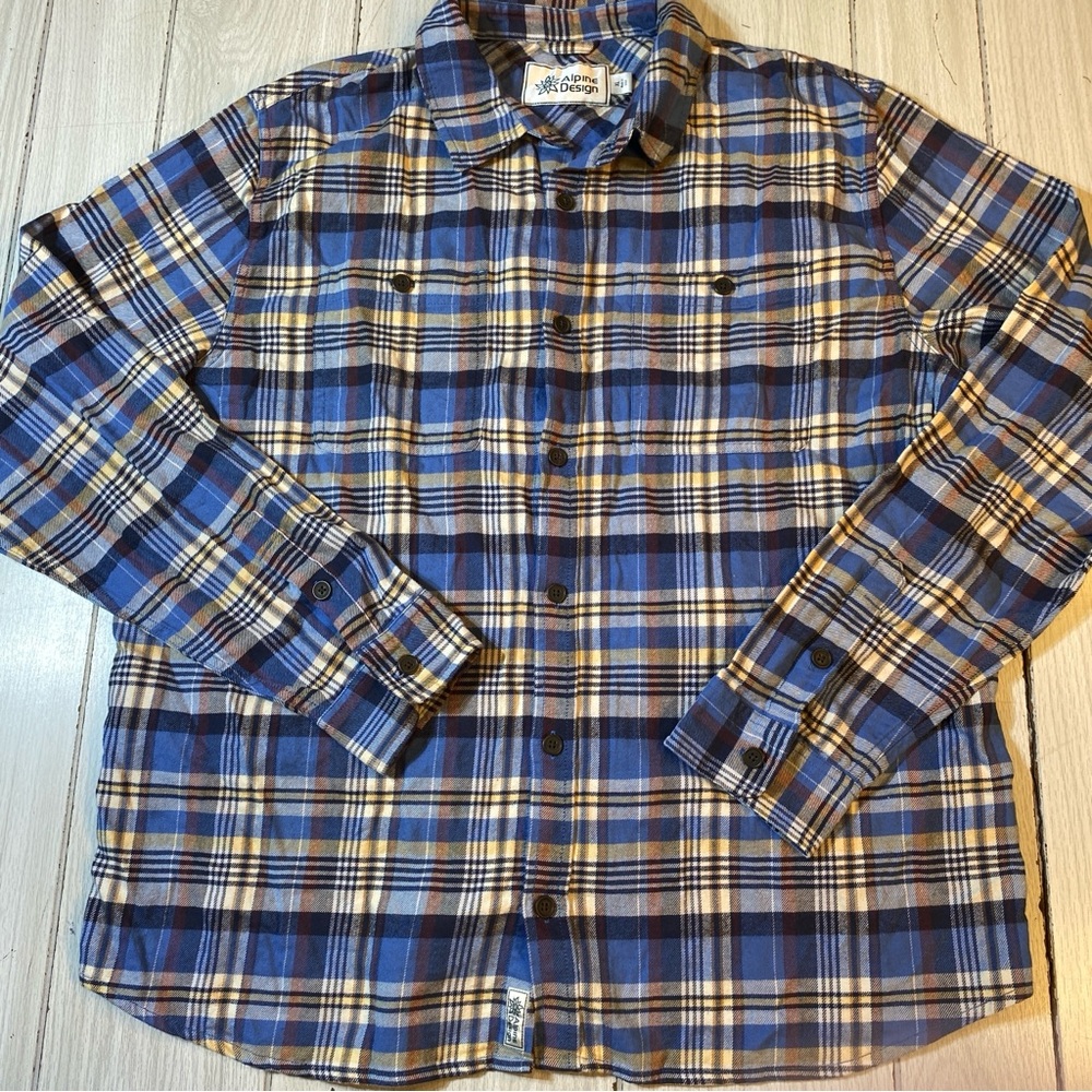 Alpine Design Women's Mid Weight Plaid Flannel Cotton Blue XL NWOT!